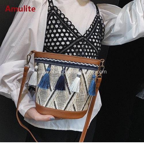 Women Straw Shoulder Crossbody Handbag Summer Casual Bag